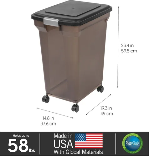 Vista 14 de Contenedor hermético para almacenamiento de alimentos Iris Premium, Bronceado, pequeño Wheels for Mobility, Airtight Seal, BPA-Free, Best for Bird