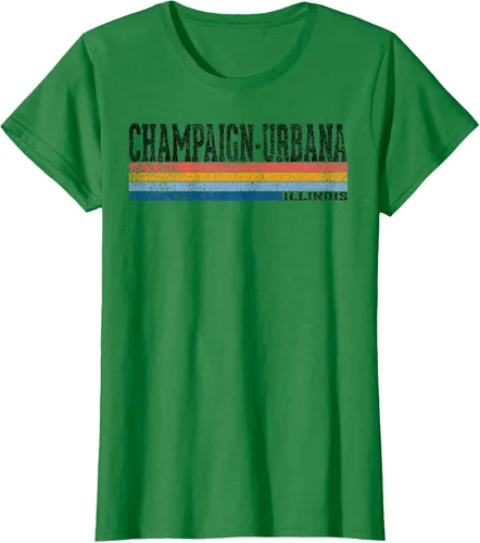 Vista 48 de clásico 1980s estilo champaign-urbana Illinois T Shirt, hombre 2XL, Blanco