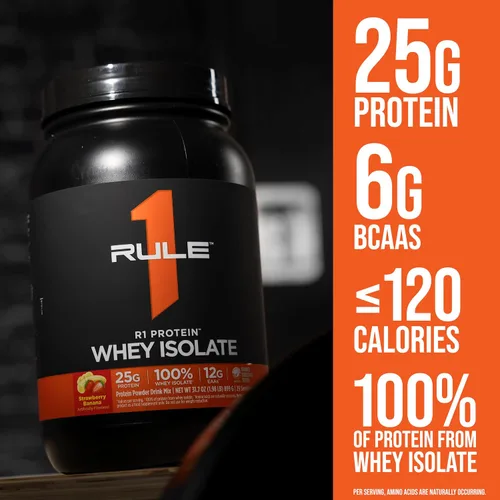 Vista 5 de Rule 1 R1 Proteína aislada de suero – con 0.88 oz de proteína y 0.21 oz de BCAA exclusivamente de fuentes aisladas e hidrolizadas