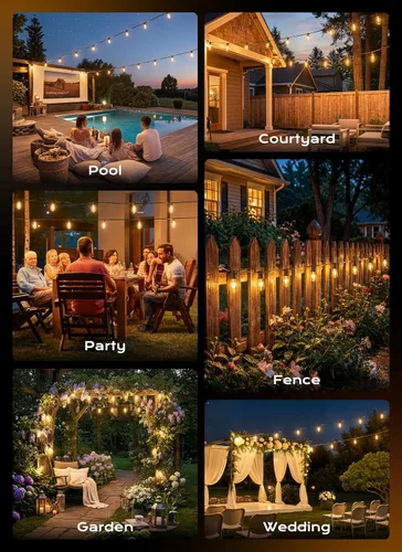 Vista 8 de Minetom Outdoor String Lights with Remote 37FT, ST38 Patio Lights
