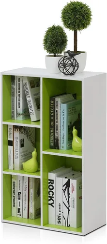 Vista 20 de Furinno PASIR - Estantería de libros de 2 niveles, estantería moderna de 9 x 12 x 21, estanterías abiertas para sala de estar, dormitorio, oficina