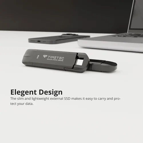 Vista 5 de Timetec 1TB Pro USB 3.2 Gen 2 Tipo-C/Tipo-A SSD Velocidad de lectura 1000MB/s Unidad de estado sólido Stick para iPhone 15/Android/Tablet/Windows/Mac
