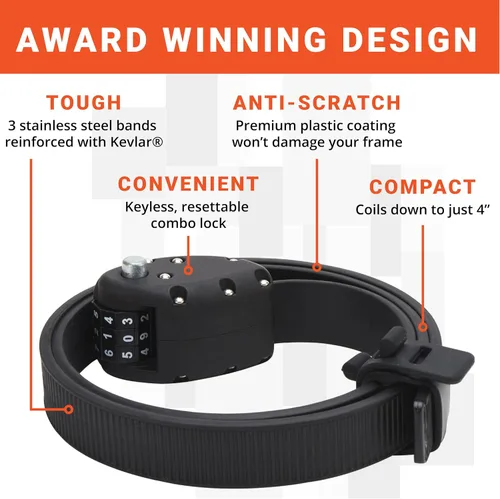 Vista 4 de OTTOLOCK Cinch Lock - Candado de Bicicleta Compacto y Ligero con Combinación Antirrobo, Ideal para Paradas Rápidas, Accesorios para Bicicleta, Negro