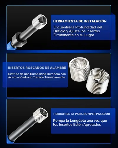 Vista 6 de Orion Motor Tech Kit de Reparación de Roscas Helicoil, Herramienta de Reparación de Rosca M10x1.25 con Broca HSS y 15 Insertos de Rosca, Kit