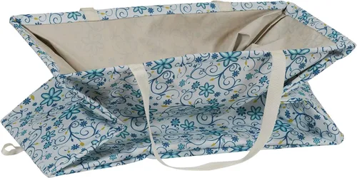 Vista 8 de Household Essentials Bolso de lona Krush con estampado floral blanco y azul, bolsa multiusos para todos los propósitos Floral azul