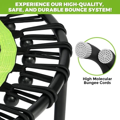Vista 5 de ONETWOFIT Foldable Rebounder Trampoline for Adults, 40/45” Mini Fitness Trampoline W/Adjustable Foam Handle Bungees, Quiet Exercise Trampoline for