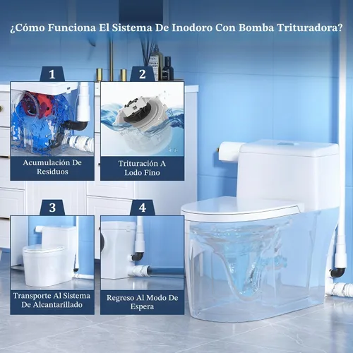 Vista 5 de Simple Project Sistema de inodoro macerante de 600w con bomba para sótano