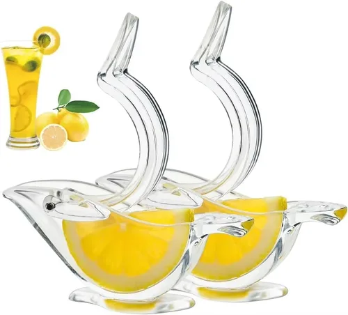 Vista 8 de Exprimidor de limón acrílico, diseño de pájaro, verde lima y amarillo