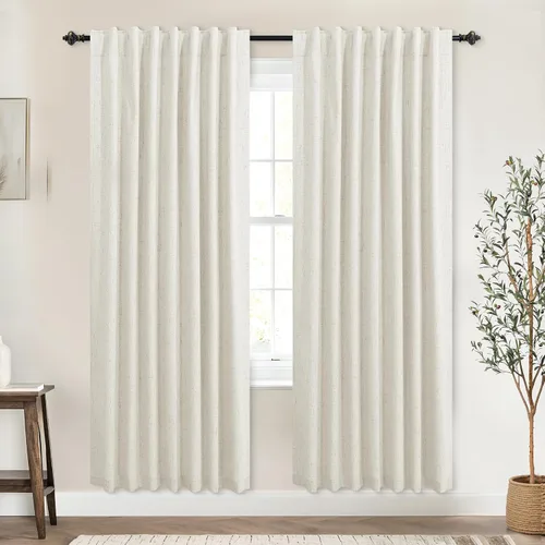Vista 45 de KOUFALL - Cortinas de medio estilo francés de lino para ventana, juego de 2 cortinas cortas de 40 pulgadas de longitud, para privacidad, cortinas