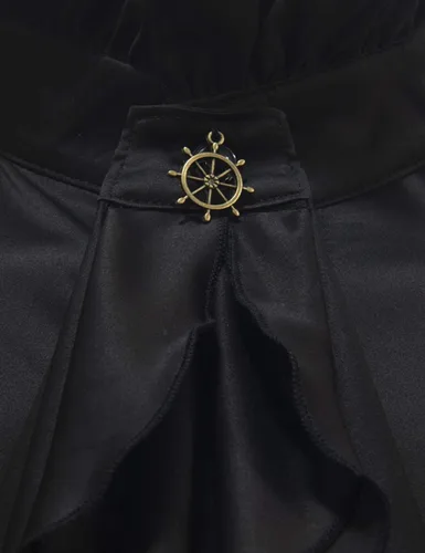Vista 3 de Crubelon Camisa pirata renacentista gótica victoriana para hombre Negro