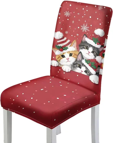 Vista 12 de HUGS IDEA Christmas Seat Covers for Dining Room Chairs Set of 6 Music Notes Stretch Chair Slipcovers Protector Removable and Washable Kitchen Dining
