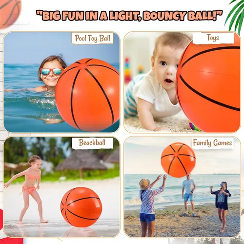 Vista 5 de Paquete de 2 pelotas de baloncesto inflables de 20 pulgadas, pelota de playa de baloncesto grande para piscina, pelota deportiva que rebota