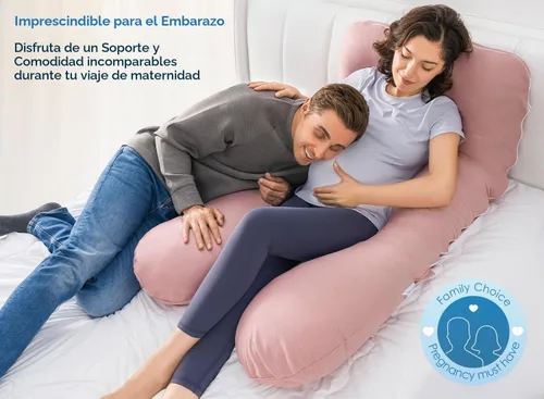 Vista 6 de QUEEN ROSE Almohadas de embarazo extra largas, almohada corporal en forma de U de 60 pulgadas para dormir, almohada refrescante de maternidad
