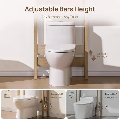Vista 4 de SICOTAS Over the Toilet Storage Cabinet, Rattan Door Bathroom Organizer Roble claro recuperado
