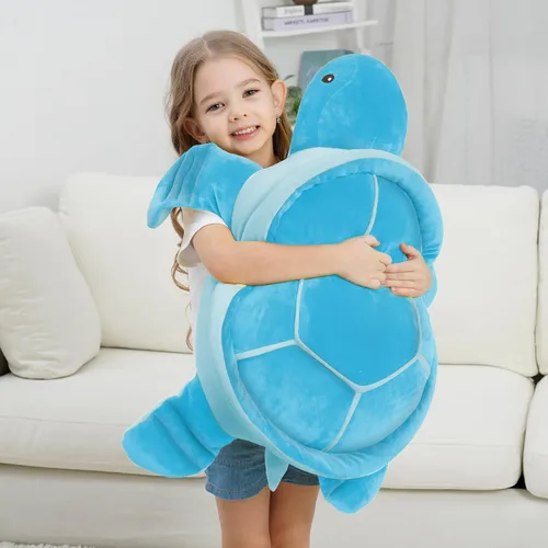 Vista 7 de Dalmao - Animales de peluche de tortuga marina de 28'' gigantes y suaves, gran almohada de tortuga azul oceánica de peluche, peluches de regalo
