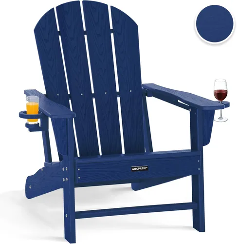 Vista 10 de Sillas Adirondack plegables – Silla Adirondack de plástico con soporte para tazas, sillas para exteriores resistentes a la intemperie