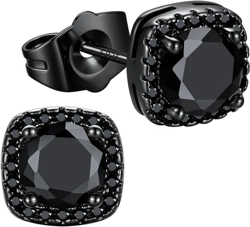 Vista 20 de Richsteel Aretes de circonita cúbica para hombre, postes de plata de ley Dorado Plateado