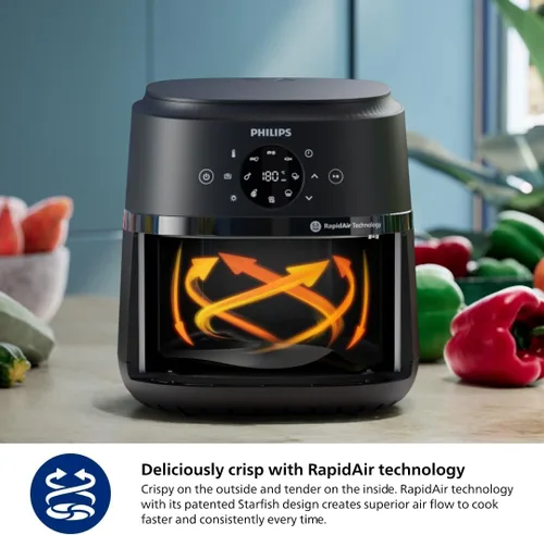 Vista 6 de Philips Freidora de aire serie 2000 – Sartén de 4.4 cuartos de galón (4.2 L), 13 funciones de cocción, tecnología RapidAir, cocción saludable con un