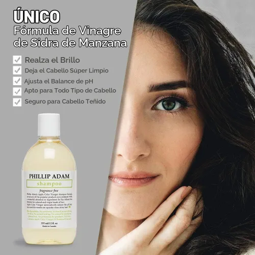 Vista 3 de Phillip Adam Champú sin fragancia, sin sulfato y sin parabenos, equilibra el pH del cabello y el cuero cabelludo, 12 onzas