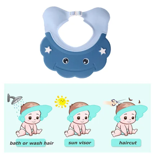 Vista 6 de 2 piezas de gorro de ducha para bebé, sombrero de baño ajustable para bebés, protección para orejas de baño, protección para la cabeza, champú
