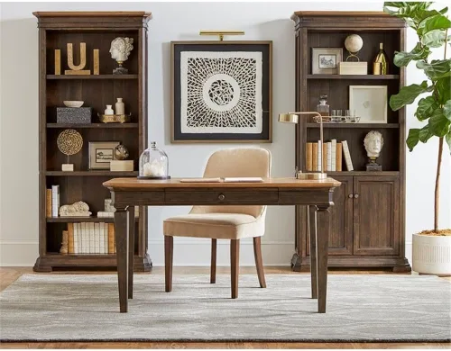 Vista 2 de Librería ejecutiva con puertas de madera ligeramente envejecida totalmente montada marrón