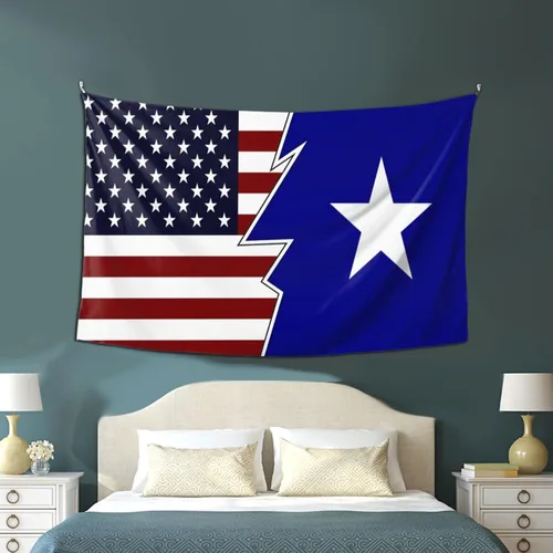 Vista 4 de LIFANGMI Ripped Style American And Bonnie Blue Flag Tapestry Wall Hanging 60x40 Inch Bedroom Living Room Dormitory Home Decoration Wall Tapestry