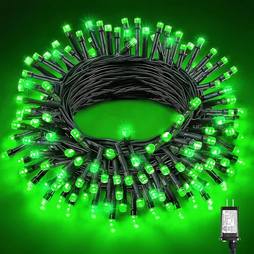 Vista 24 de Tira de luces LED de Navidad de 40 pies para exteriores, luces rojas y blancas de Navidad impermeables, 8 modos y temporizador, luces de árbol