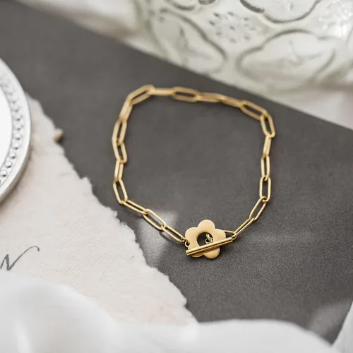Vista 4 de Simple Delicate Gold Bar Bracelet for Women Dainty Paperclip Chain Adjustable Bangle 18K Gold Plated Handmade Minimalist Jewelry Fashion Accessories