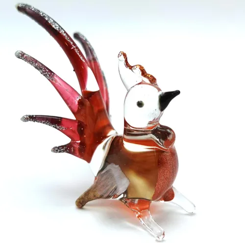 Vista 3 de Figuras en miniatura de pollo/gallina animales soplados a mano, arte de vidrio coleccionable, regalo coleccionable para decorar el hogar