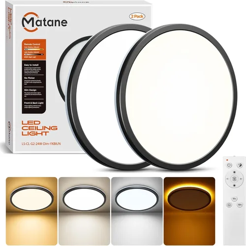 Vista 14 de Matane Lámpara de techo empotrada con control remoto, luz nocturna de 8.7 pulgadas, 18 W, 3000 K-6500 K, ajustable, luces LED de bajo perfil