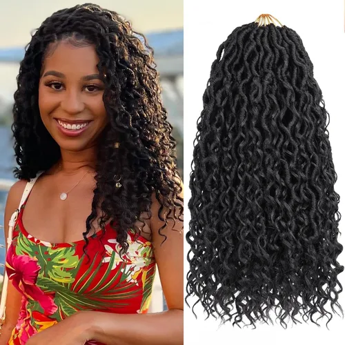 Vista 16 de Goddess Locs - 8 paquetes de cabello de ganchillo Goddess Locs de 10 pulgadas, pelo corto de imitación de ganchillo con rizos pre-enrollados