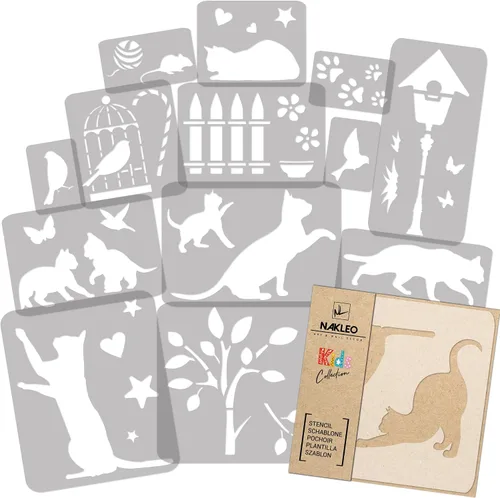 Vista 21 de NAKLEO Juego de plantillas de pintura para niños, 14 plantillas de 3.5 x 4.7 pulgadas a 9.1 x 13.4 pulgadas, plantas de otoño, plantillas de dibujo