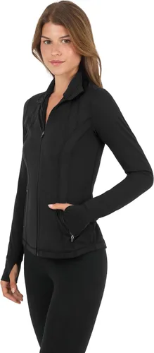 Vista 4 de 90 Degree By Reflex Chaqueta ligera atlética con cremallera completa, ajuste delgado, para correr, con aberturas para los pulgares Negro
