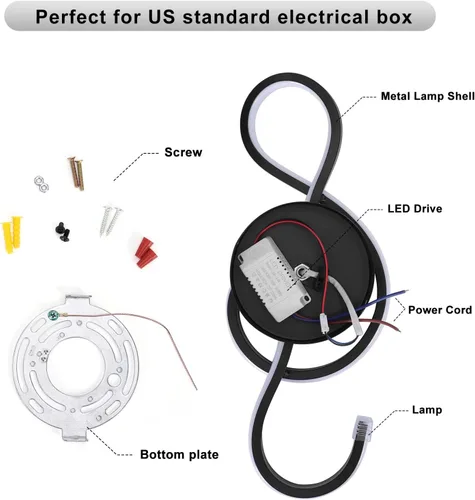Vista 3 de XEYOU Lámpara de pared moderna de 22 W, lámpara de pared LED creativa para interiores, símbolo musical, decoración artística, lámpara de pared