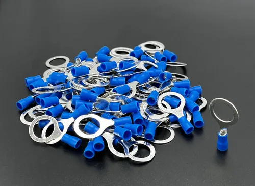 Vista 3 de ANGSTROM Terminales de anillo de perno de 1/2", conectores de crimpado eléctricos aislados, 100 piezas (16-14ga azul)