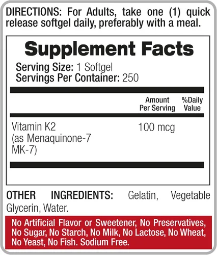 Vista 4 de FITO MEDIC'S Laboratorio Vitamina k2 Suplemento vitamínico k2 Vitamina k 250 cápsulas blandas 100 mcg