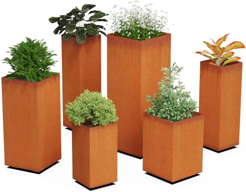 Vista 5 de Construye tu propia maceta de acero Corten – Elige tamaño, fondo, drenaje 12 a 48 pulgadas de diámetro Maceta redonda personalizada de acero