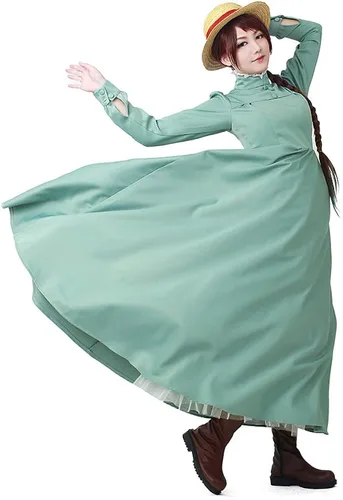 Vista 2 de miccostumes Disfraz de cosplay de manga larga para mujer color verde