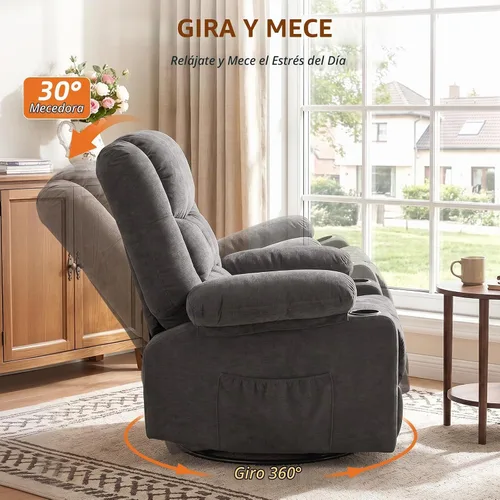 Vista 7 de Silla reclinable giratoria 2-Gris