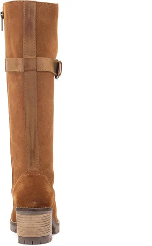 Vista 5 de Vintage Foundry Co. Botas acolchadas de media pantorrilla para mujer, hechas a mano, con cordones, correas ajustables, cremallera completa, suela