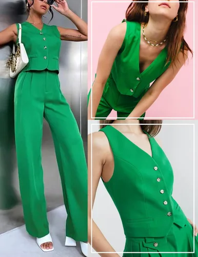 Vista 3 de Hotouch Womens Casual Suit Vest Fully Lined 4 Button V-Neck Regular Fitted Dress Vests Waistcoat with Pockets