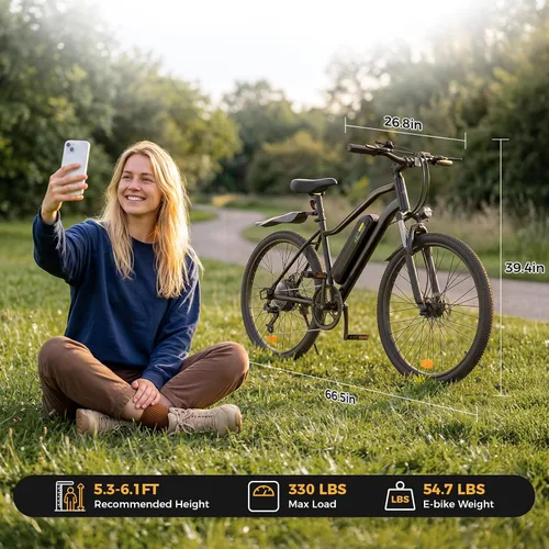Vista 9 de Electric Bike for Adults 1500W 1000W Peak Motor 26" Tire Ebike Negro
