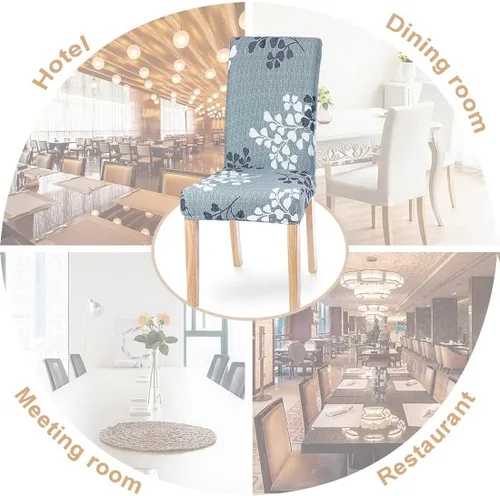 Vista 4 de SearchI - Juego de 6 fundas protectoras para sillas Parson de comedor, de elastano, súper ajuste, elástico, extraíble y lavable, para cocina