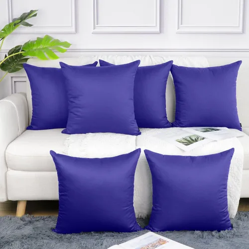 Vista 47 de Coddsmz Paquete de 6 fundas de almohada decorativas 100% algodón, fundas de cojín cuadradas de Navidad sólidas para el hogar, cama, sofá, día