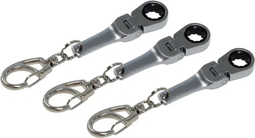 Vista 5 de GT/ Rotors Llave de trinquete de 10 mm con cabeza flexible, llavero con mosquetón