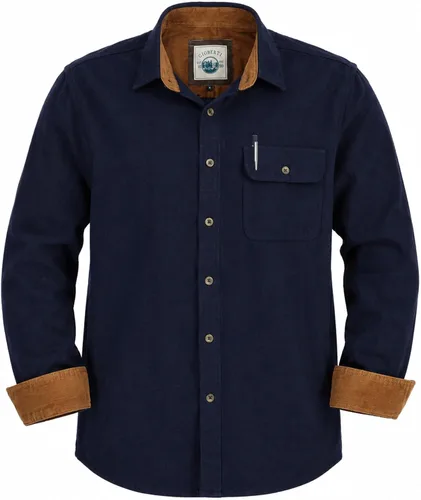 Vista 32 de Gioberti - Camisa a cuadros de franela cepillada de 100% algodón para hombre con contraste de pana Carbón vegetal