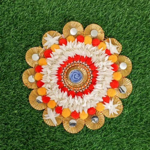 Vista 8 de Festive Floral Rangoli Rangoli de diseño acrílico para decoración tradicional india, decoración de piso interior de puerta del hogar, Diwali