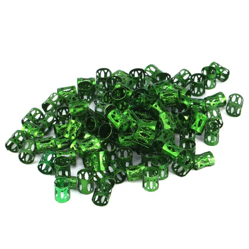 Vista 9 de 100 piezas de cuentas trenzadas de metal, nuevas cuentas de rastas coloridas, anillos trenzados para el cabello, clips para cerraduras de temor