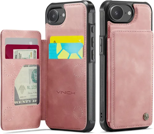 Vista 72 de Vinich for iPhone XR Wallet Case with Card Holder, Black RFID Blocking Credit Slots, Kickstand, Shockproof Flip Phone Cover, PU Leather, Double