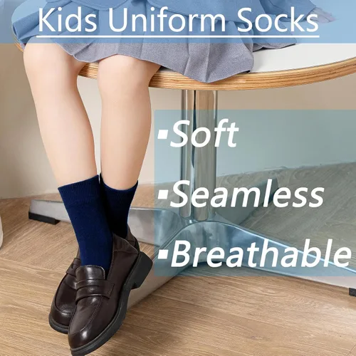 Vista 3 de Mini Angel Calcetines de algodón sin costuras para niños y niñas, 6 pares